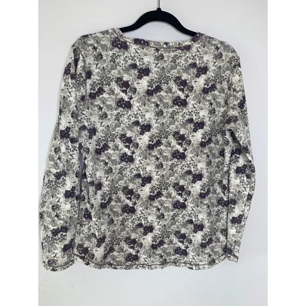Northcrest Floral Thermal Lace Trim Henley Shirt Sz Large - Image 8