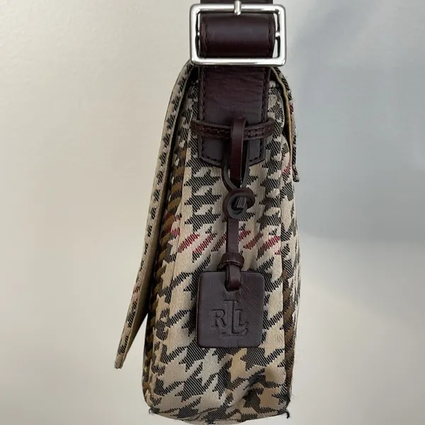Lauren Ralph Lauren Brown/Tan Plaid Small Shoulder Bag 10"x7.5"x2.5" - Image 3