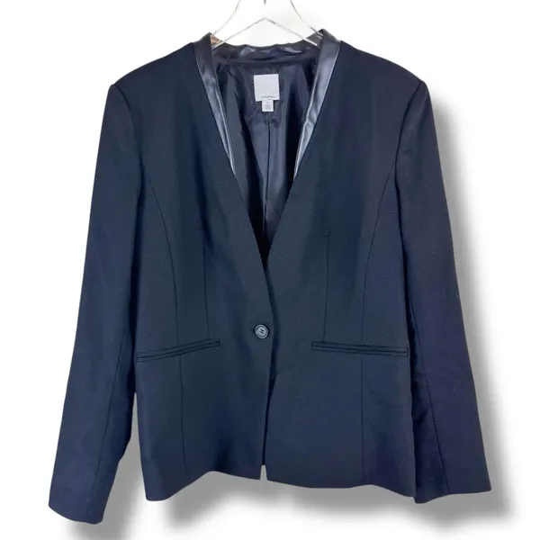 Halogen Faux Leather Trim Suit Jacket Blazer - Image 2