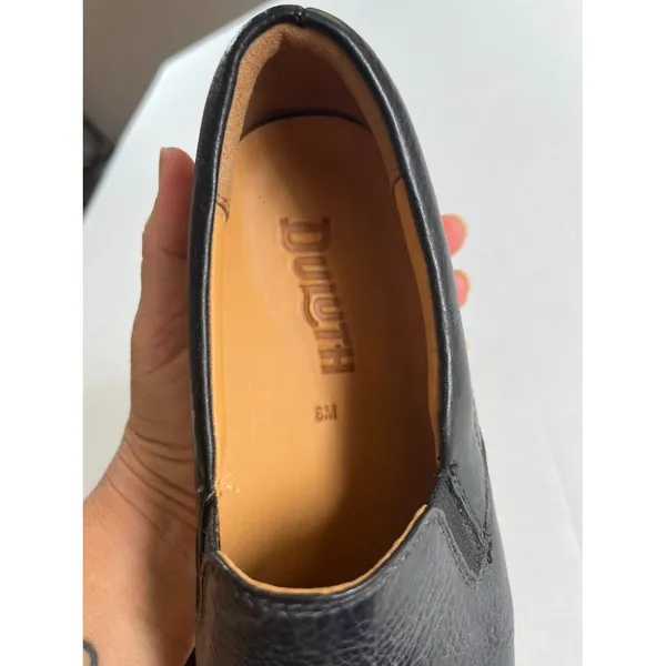 Duluth Sz 8 womens Black Lifetime Cowhide Leather Slip-On Sneakers Flat Shoes - Image 5