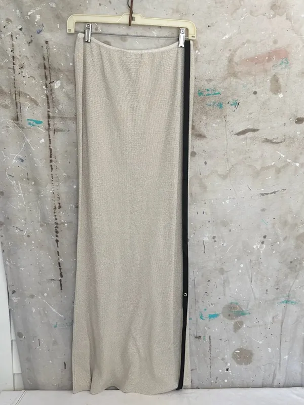 White Fox Magic Memory Knit Maxi Skirt in Champagne - Image 3