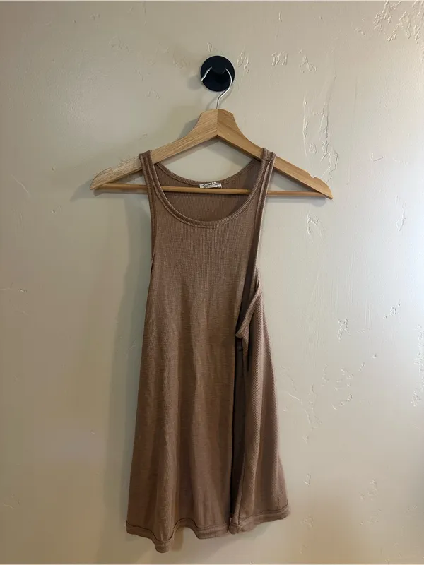 Free People Intimately Mushroom Brown Tan Tank Top Medium - Image 4