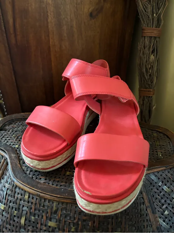 Franco Sarto Coral Pink Espadrille Wedge Sandals - Image 2