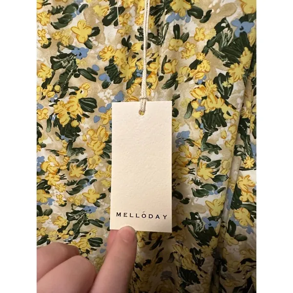 NWT Melloday Short Sleeve Tiered Maxi Dress Puff Sleeve Floral Size Large - Image 3