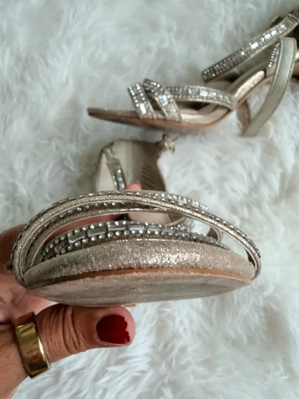 Kelly & Katie Reekie Gold Strappy Rhinestone Heeled Sandals - Image 7