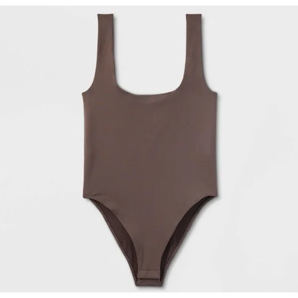 Women's Seamless Tank Bodysuit - A New Day™ Light Brown M NWT - Image 3
