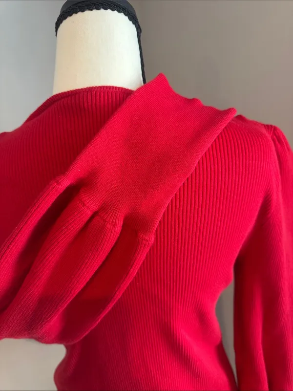 Lauren Ralph Lauren Red Off-the-Shoulder Ribbed Sweater - Image 5