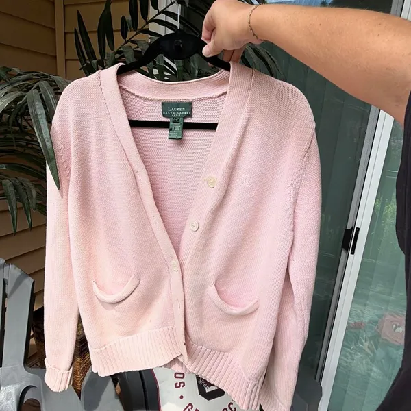 Ralph Lauren 100% cotton pink button-down cardigan in a size S - Image 4