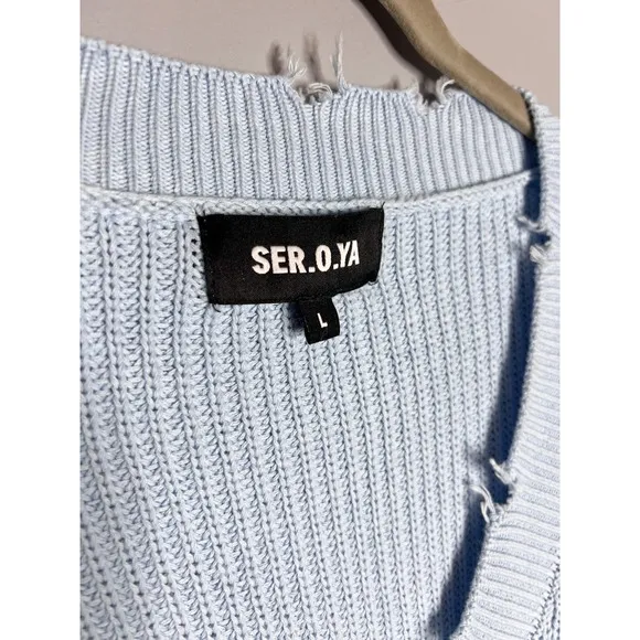 SER.O.YA Syd Seater Sky Blue Size Large‎ Distressed Cropped - Image 5