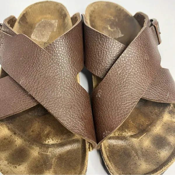 Birkenstock’s Birki’s brown criss cross slides sandals size 36 ladies‎ size 5 - Image 4