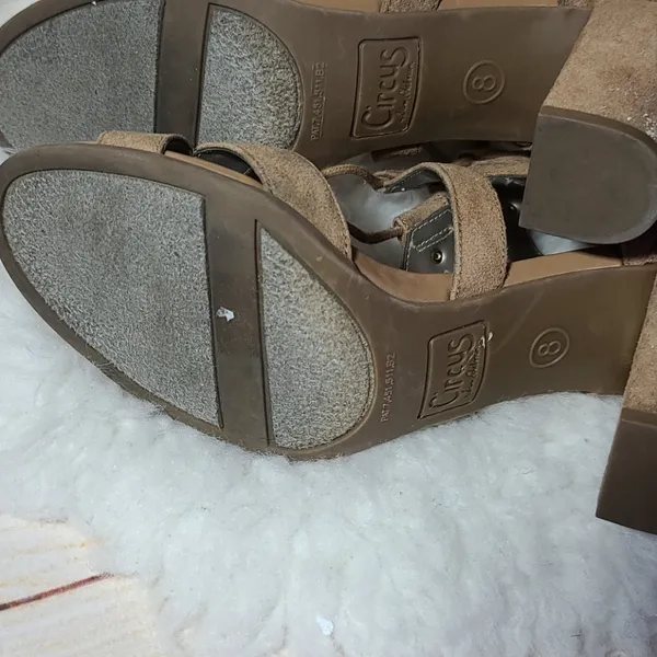 Sam Edelman Emilia suede leather beiege strappy open toe ankle heels sz 8 - Image 7