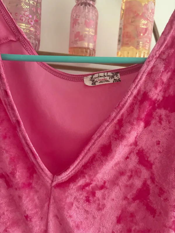 Pink velvet bodysuit - Image 2