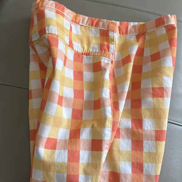 Free People She's All That Plaid High Waist‎ Crop Pants Orange Size 6 Cotton - Image 11