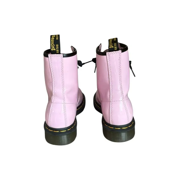 Dr Doc Martens 1460 Patent Leather Lace Up Combat Boots Womens Size 7 Pale Pink - Image 5