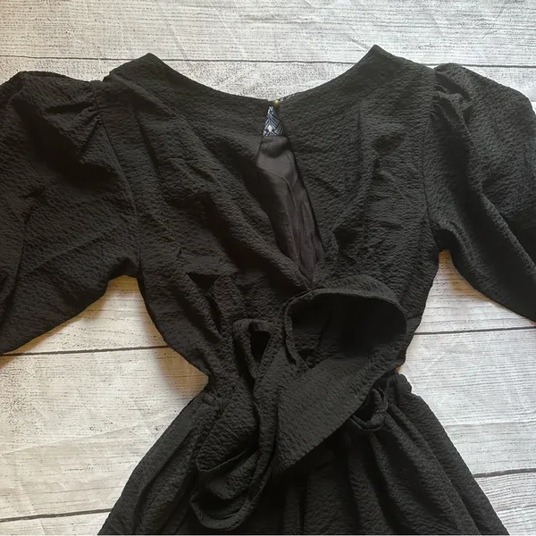 Anthropologie Francesca Balloon Sleeved Textured Romper Black Size XS - Image 8