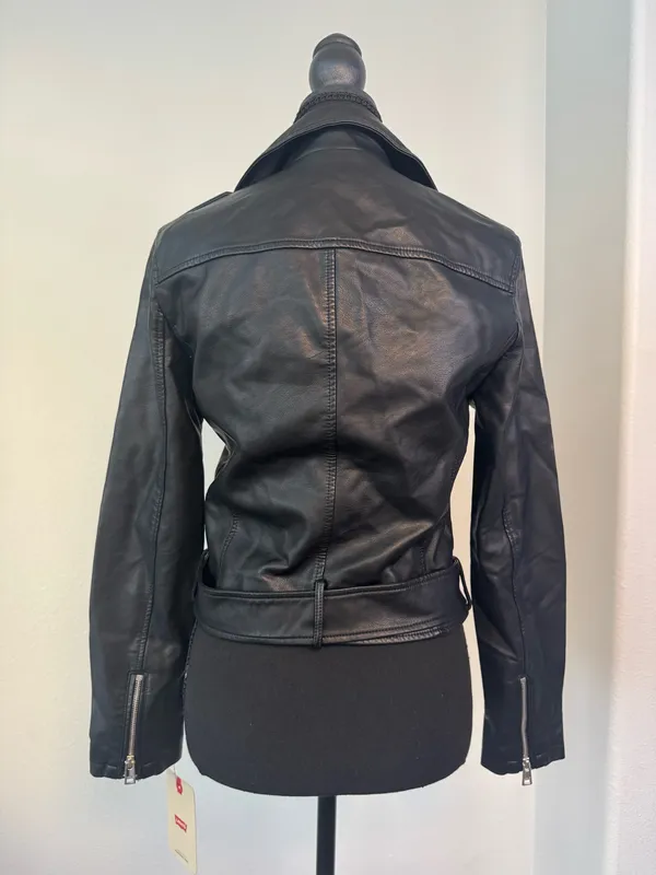 Levi’s Black Faux Leather Moto Biker Jacket NWT XS - Image 7