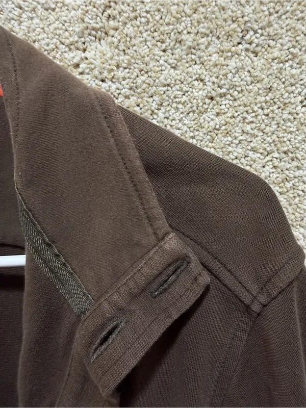 Tommy Bahama brown sweater jacket pima cotton button down FLAWS camping hiking S - Image 6