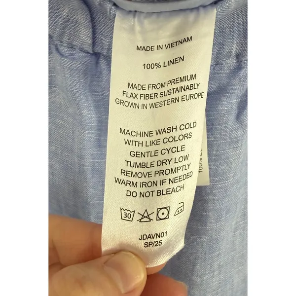 Quince French Blue 100% European Linen Straight Leg Elastic Waist Pants Sz L - Image 8