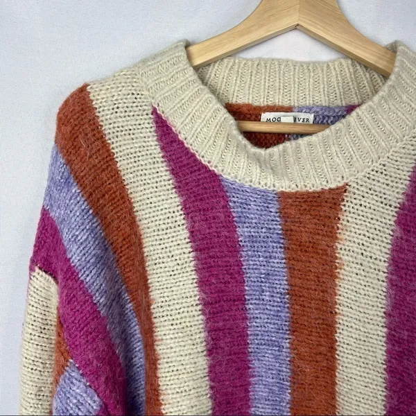 ASOS Moon River Pink & Violet Striped Pullover Hi Low‎ Sweater M - Image 5