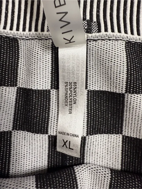Kimberly Checkerboard High-Rise Bike Shorts — Black & White - Image 3