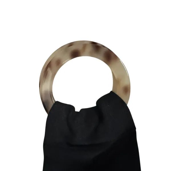 Women's black fabric belt with double ring buckle - Image 2