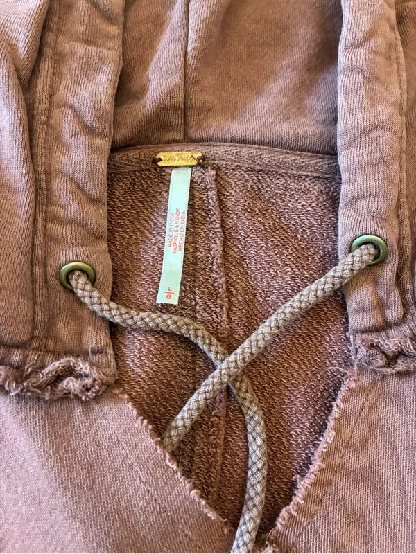 Free People XOXO Hoodie Sweatshirt Large Antique Oak Orange Ruffles - Image 3