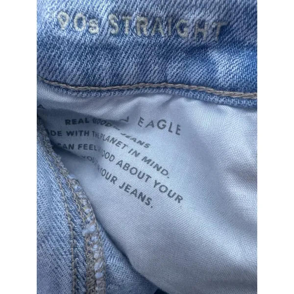 American Eagle Women's 90s Straight Leg Light Wash Faded Jeans SZ 4‎ - Image 16