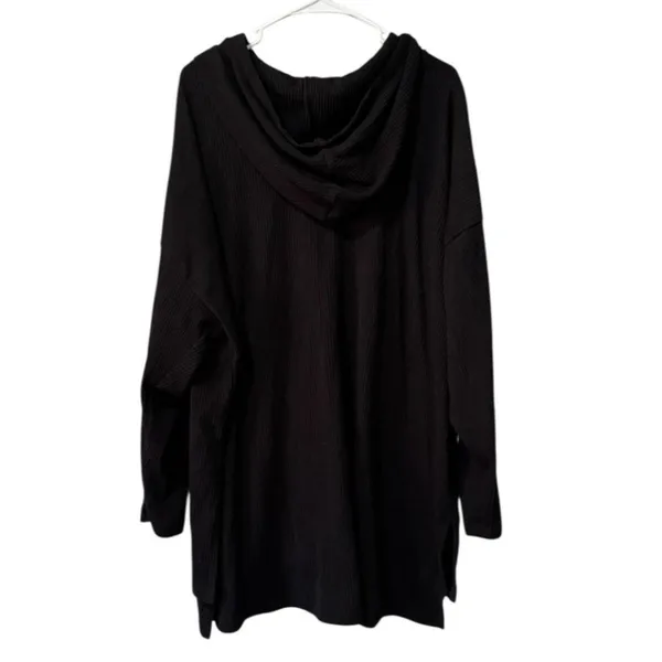 Old Navy Women Size 3X Long Sleeve Hooded Sweater Ribbed Buttons Stretch‎ Preppy - Image 2