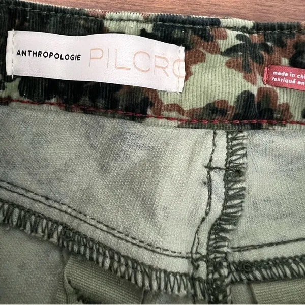 Anthropologie Pilcro Green Print Corduroy Skinny Pants - Size 24P - Image 5