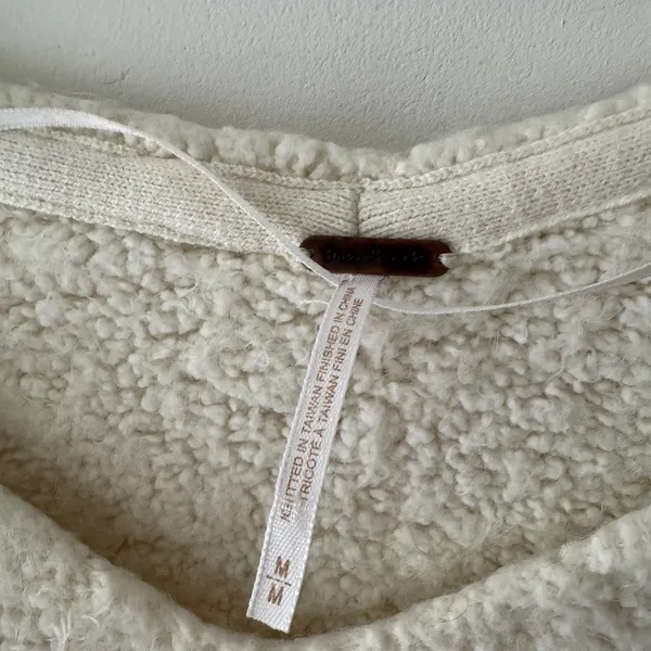 Free People Fuzzy‎ Soft Ivory V Neck Sweater - Image 7