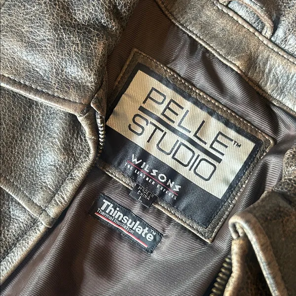 Pelle Studio Wilson’s Leather Thinsulate 3M 100% Brown Leather Acid Washed - Image 5