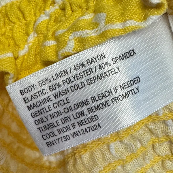 NWT Universal Thread Linen Blend Floral Smocked Puff Sleeve‎ Crop Top XL Yellow - Image 7