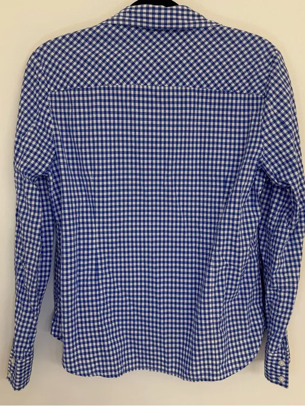 Tommy Hilfiger Blue and White Gingham Button-Down Shirt - Image 2