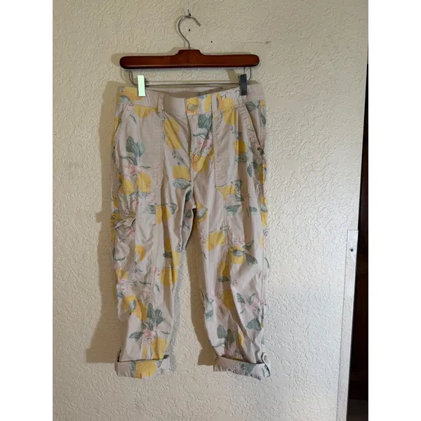 Chico's So Slimming Lemon Print Crop Cargo Pants 4 S Women Fruit Floral Casual - Image 13