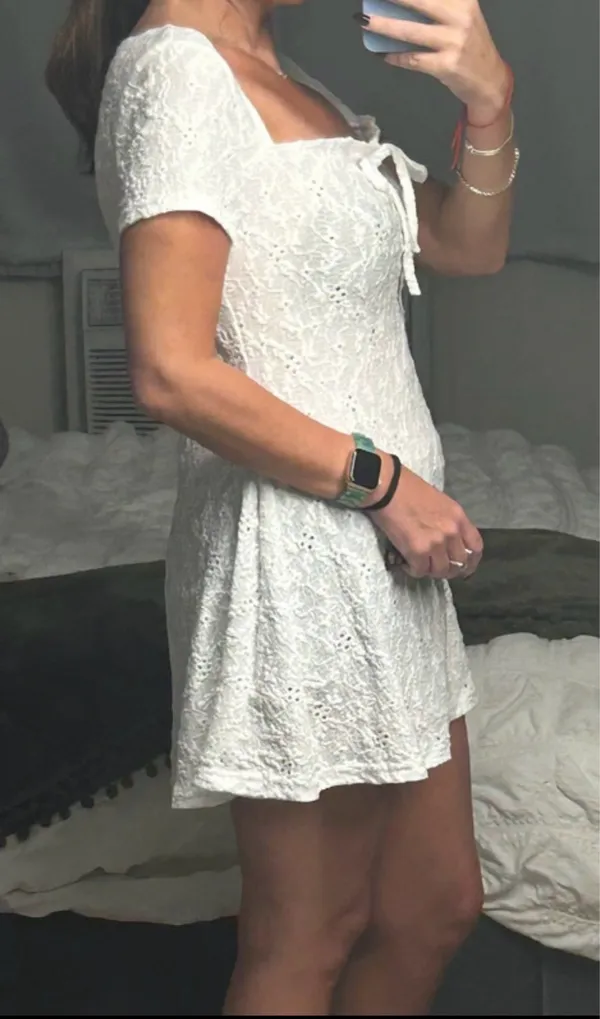 White Eyelet Lace Dress Cottagecore Graduation Summer - Image 2