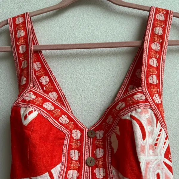 Farm Rio Monsteras 100% Linen Vibrant Tropical Vacation Mini Dress Size Small - Image 4