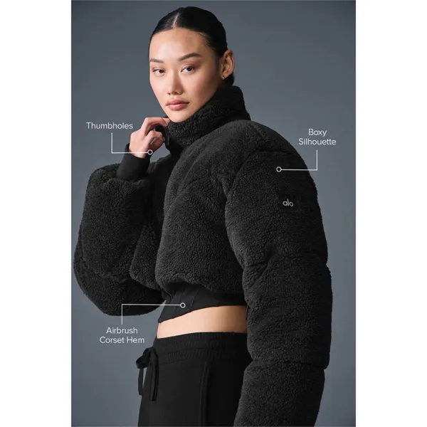 Alo Yoga Sherpa Main Act Corset Puffer Black S - Image 2