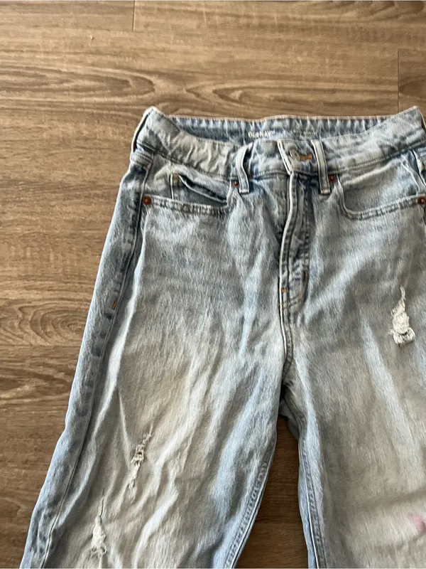 Old Navy Sky Hi Jeans Women’s 0 Light Wash Extra High Rise Distressed Wide Leg - Image 6