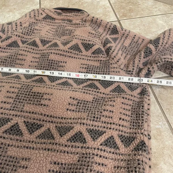 Carhartt Womens Mauve Geometric Fleece Snap Pullover XL 16/18 EUC Relaxed Fit - Image 3