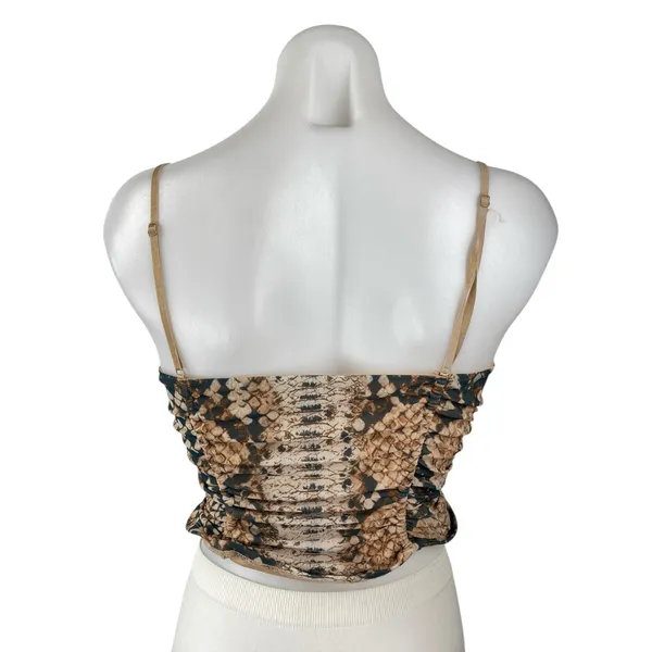 AFRM Womens Brown Snakeskin Sleeveless Cami Camisole Ruched Crop Tank Top Size M - Image 2