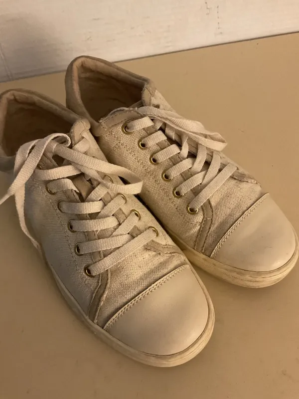 UGG Women's Low-Top Canvas Sneakers in Off-White and Beige size 6.5 - Image 2