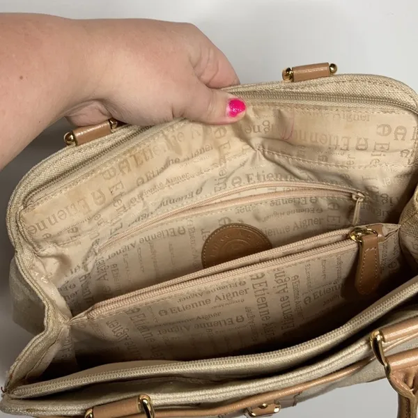 Etienne Aigner woven‎ purse tan - Image 7