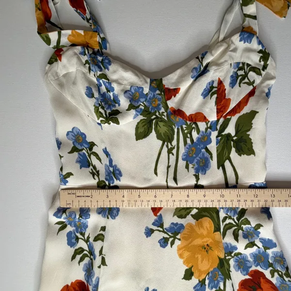 Reformation Niara Floral Print Crepe Mini Dress Size 8 Cottage Romantic Coquette - Image 13