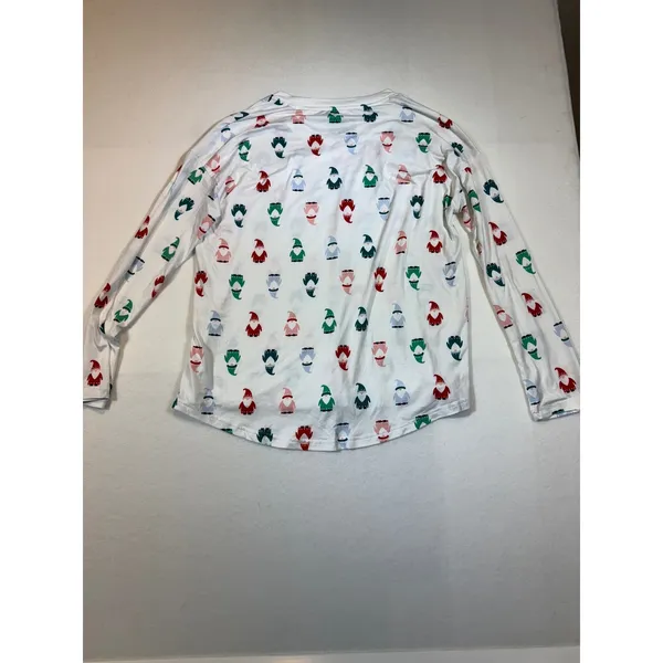 JoySpun Womens Pajama Set M Christmas Holiday Gnomes Long Sleeve Loungewear - Image 3