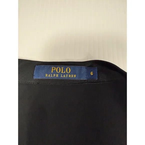 Polo Ralph Lauren Dress Tie Neck Long‎ Sleeve Black Dress Size 6 - Image 2
