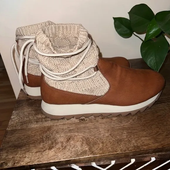 Merrell Alpine Pull On Knit Boot Womens 10.5 Tan Après Ski Cabincore Winter - Image 4