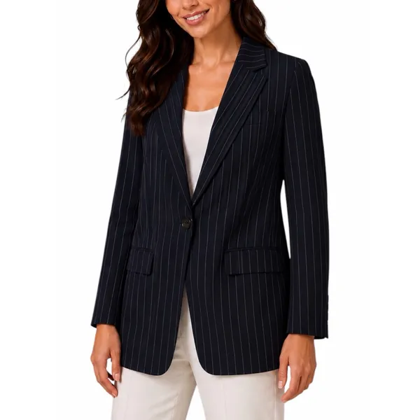 Madewell Wool Blend Oversized Blazer Jacket in Pinstripe Black Size 8 - Image 2