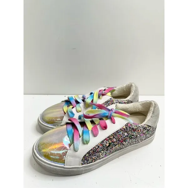 Madden Girl Steve Madden Girls Sneakers Jrize Sz 5 Multicolor‎ Sequin Detailed Lace Up Style - Image 5