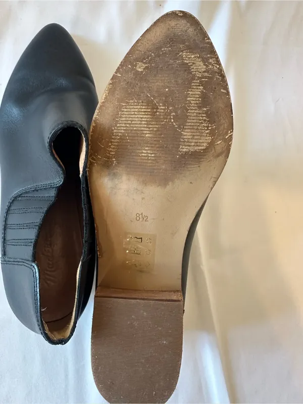 Madewell Black Leather Low Block Heel Ankle Slip-On Booties - Image 3