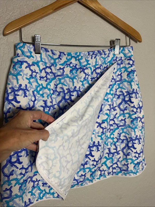 Lulu-B Blue Coral Skort Skirt Golf Tennis Vacation Cruise Coastal Nautical - Image 2